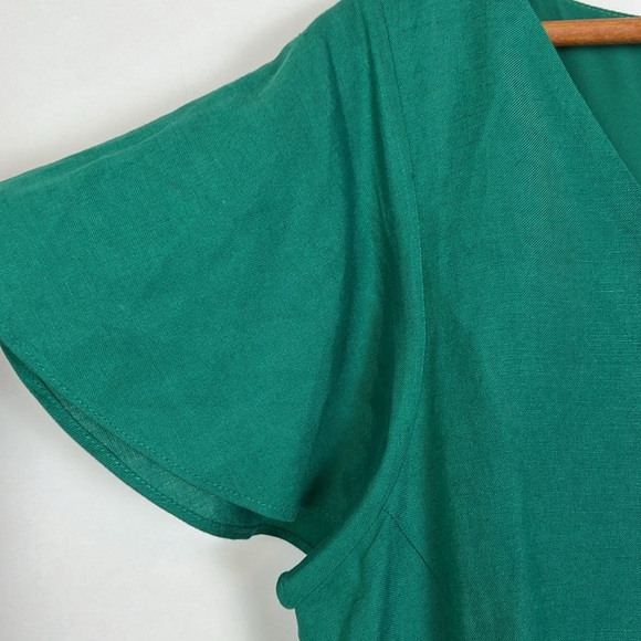 NWT Ann Taylor Linen Dress Emerald Green Fit Flare Midi 12 - Picture 4 of 8